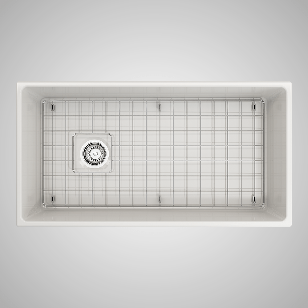 36" Spanson Fireclay Single-Bowl Farmhouse Sink with Offset Drain