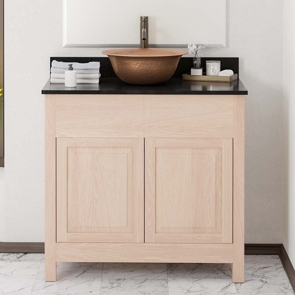 36" Vippis Unfinished Red Oak Raised Panel Vanity for Vessel Sink - 34" Height