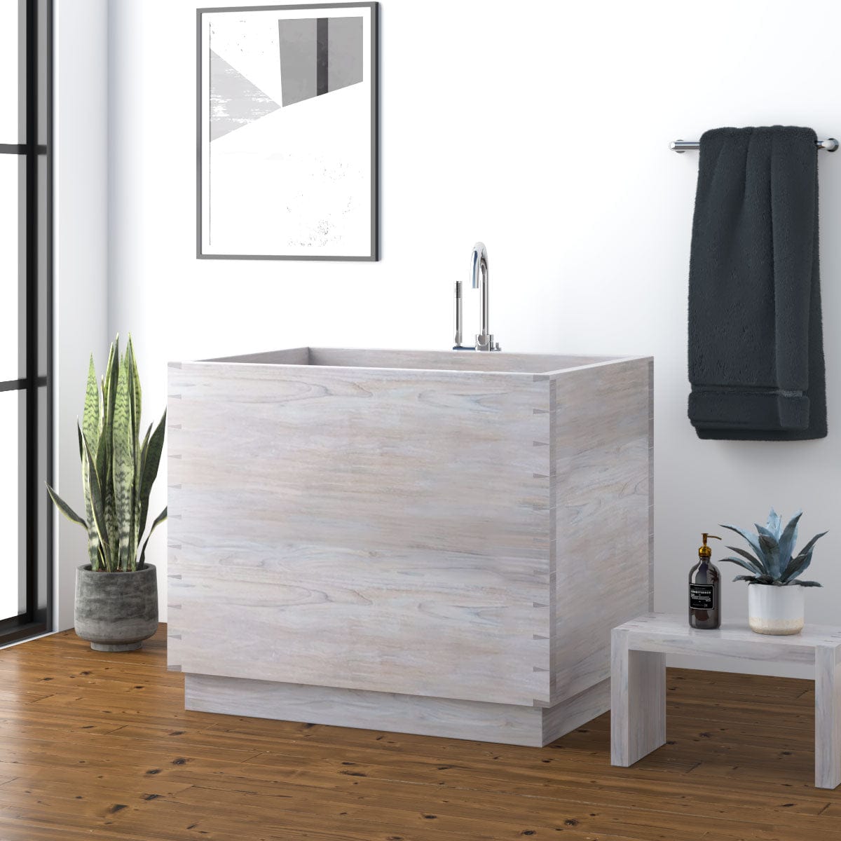 39" Hurley Handcrafted Natural Wood Japanese Soaking Tub