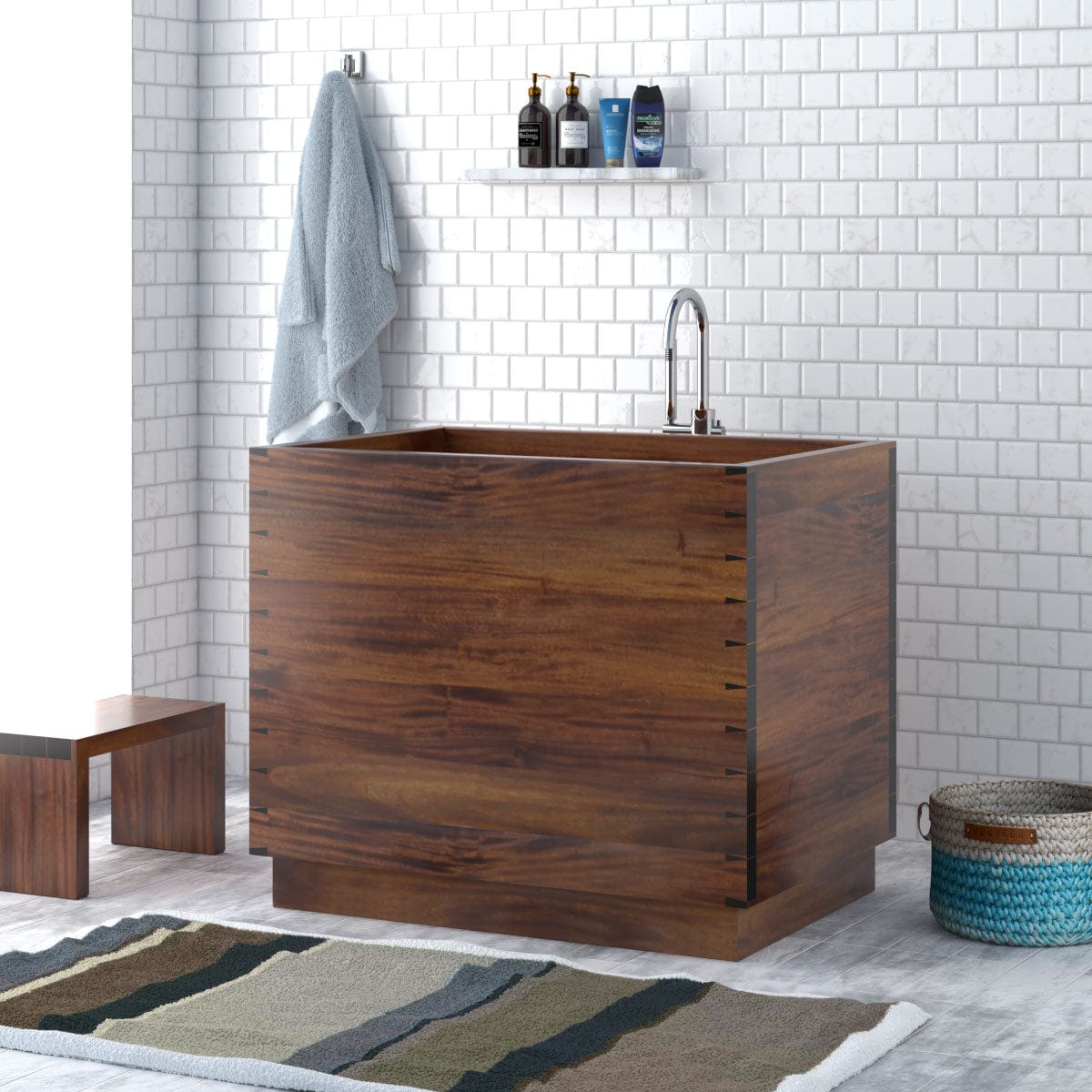 39" Hurley Handcrafted Natural Wood Japanese Soaking Tub