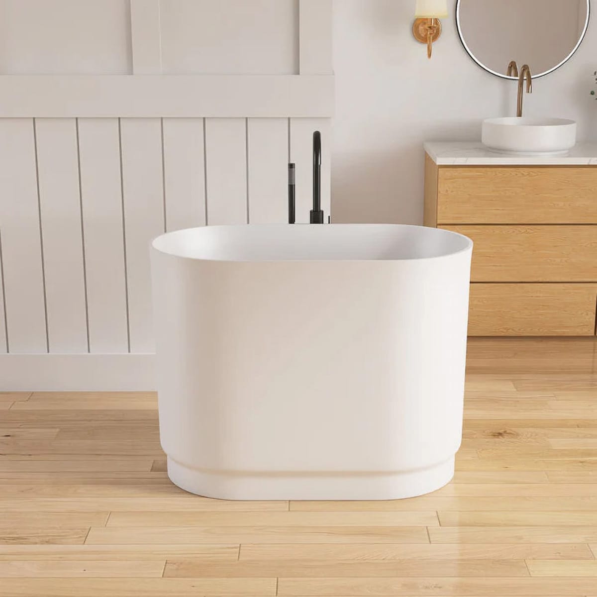 39" Tatara Solid Surface Stone Resin Japanese Soaking Tub