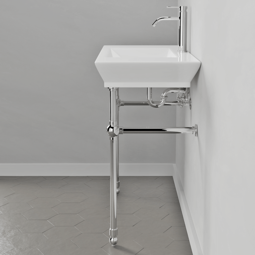 40" Cankton Fireclay Console Bathroom Sink with Brass Stand