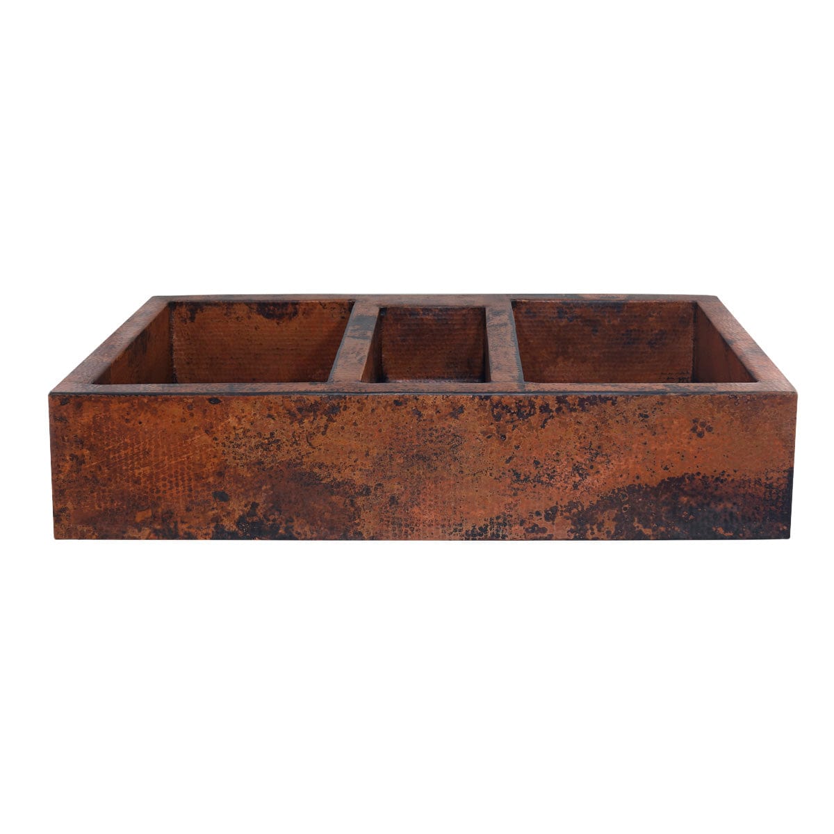 42" Gelsorp Hammered Copper Triple-Bowl Farmhouse Sink - Extra-Wide