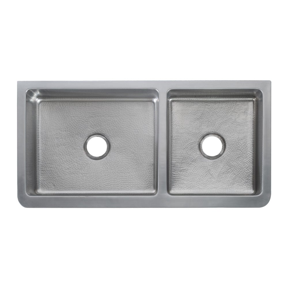 42" Glenway 60/40 Double-Bowl Stainless Steel Farmhouse Sink - Matte Hammered Steel