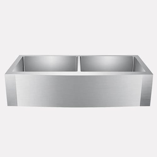 42" Pinson Stainless Steel Double-Bowl Farmhouse Sink - Rippled Apron
