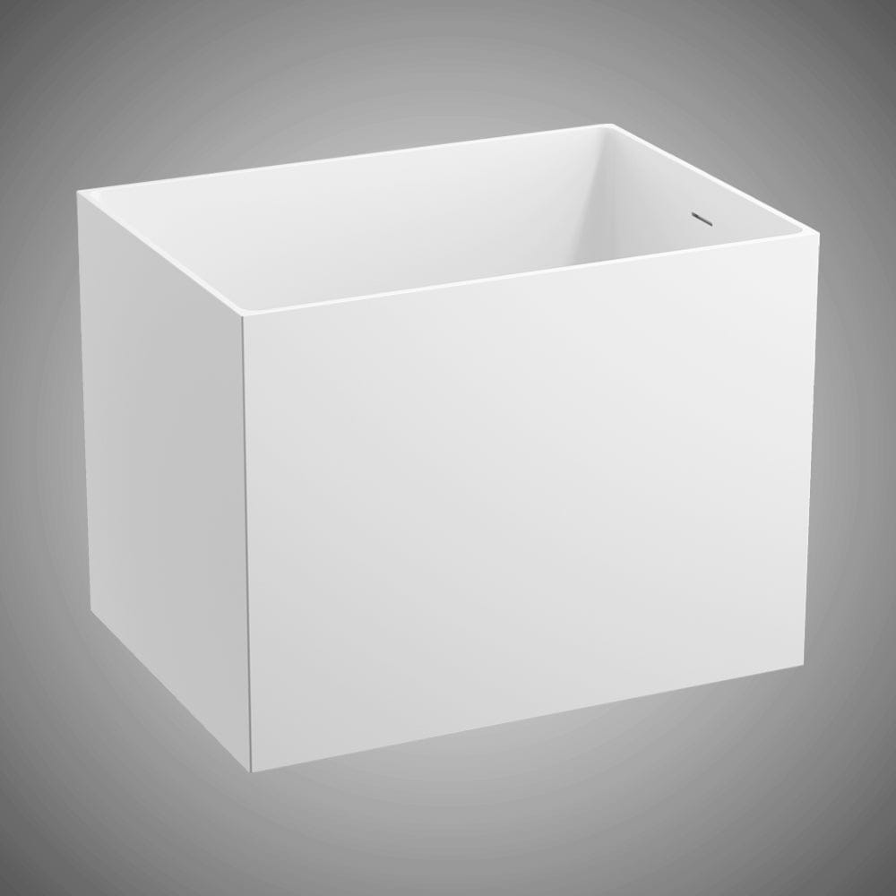 43" Haru Solid Surface Stone Resin Japanese Rectangular Soaking Bathtub with Integral Seat