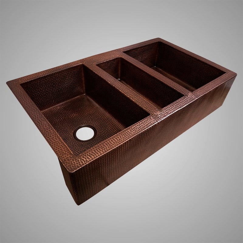 45" Gelsorp Hammered Copper Triple-Bowl Farmhouse Sink - Extra-Wide
