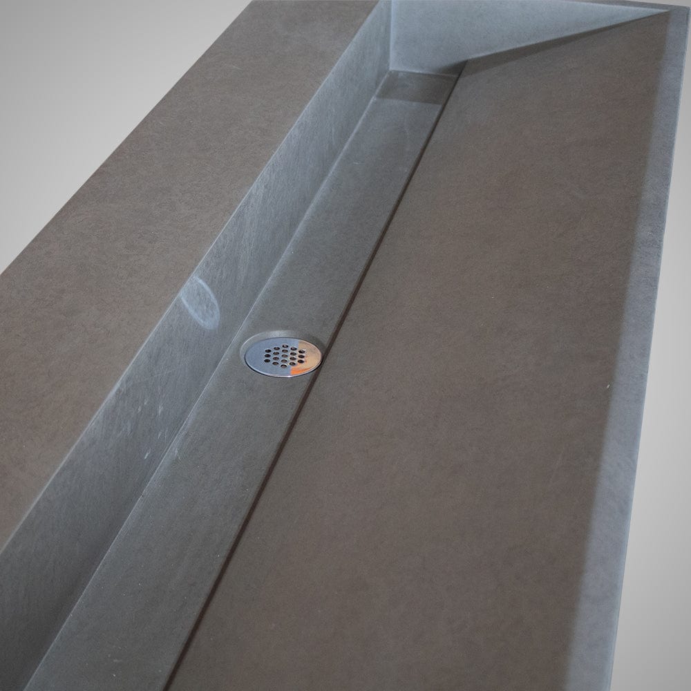 47" Thorold Rectangular Cast Concrete Vessel Sink with Wood Stand - Dark Gray