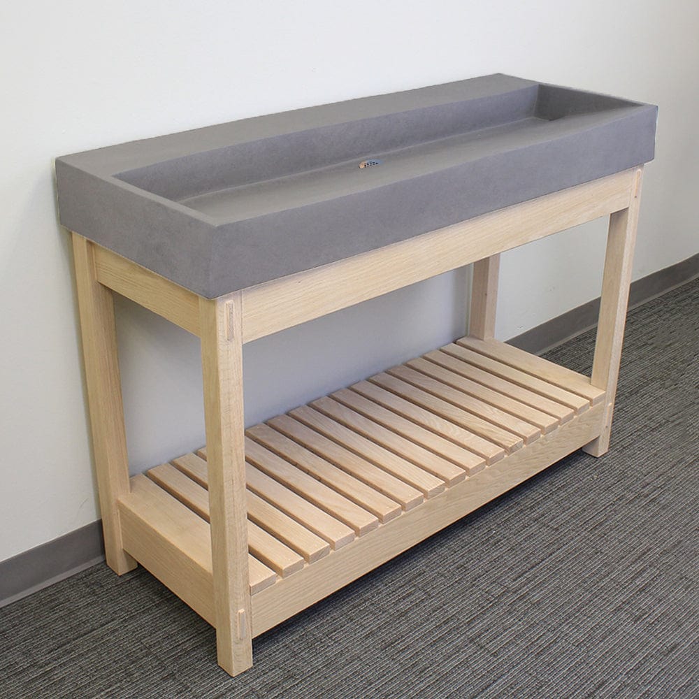 47" Thorold Rectangular Cast Concrete Vessel Sink with Wood Stand - Light Gray