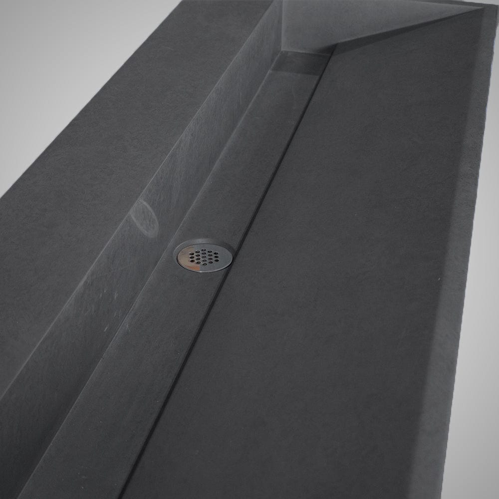 47" Thorold Rectangular Cast Concrete Vessel Sink with Wood Stand - Speckled Dark Gray Sandstone