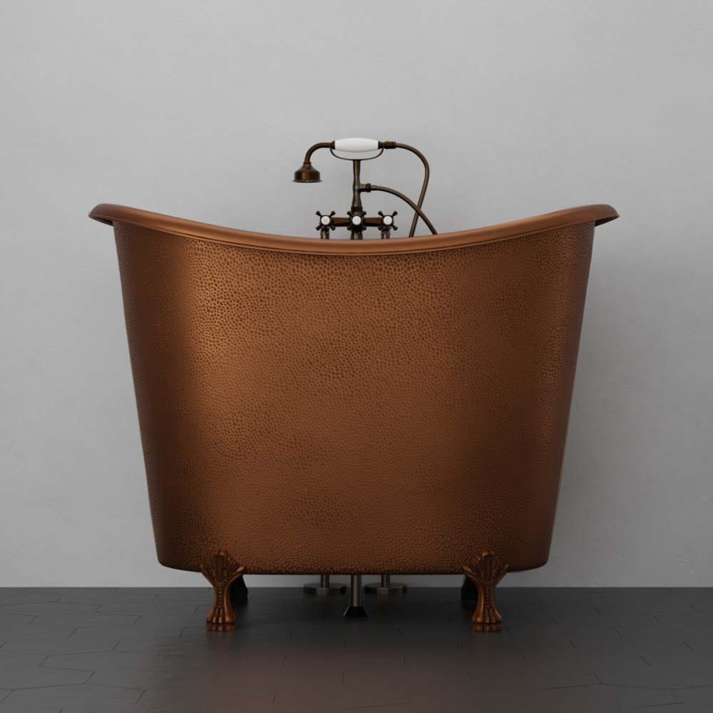 48" Fairfield Hammered Copper Double Slipper Clawfoot Tub