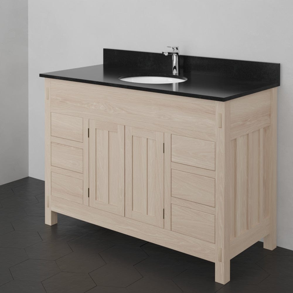 48" Mission 6 Drawer Unfinished Red Oak Vanity for Undermount Sink - Double Door - 34" Height