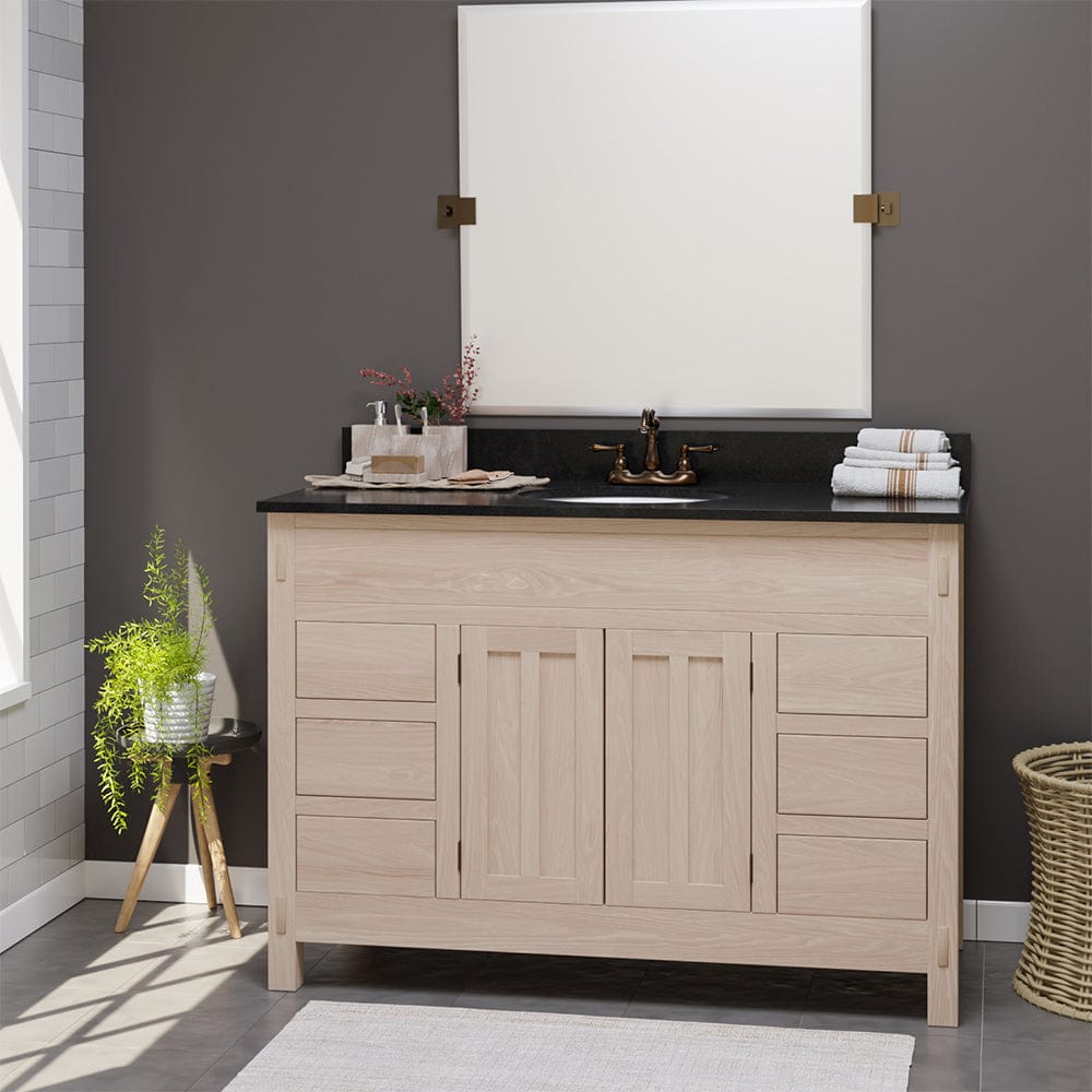 48" Mission 6 Drawer Unfinished Red Oak Vanity for Undermount Sink - Double Door - 34" Height