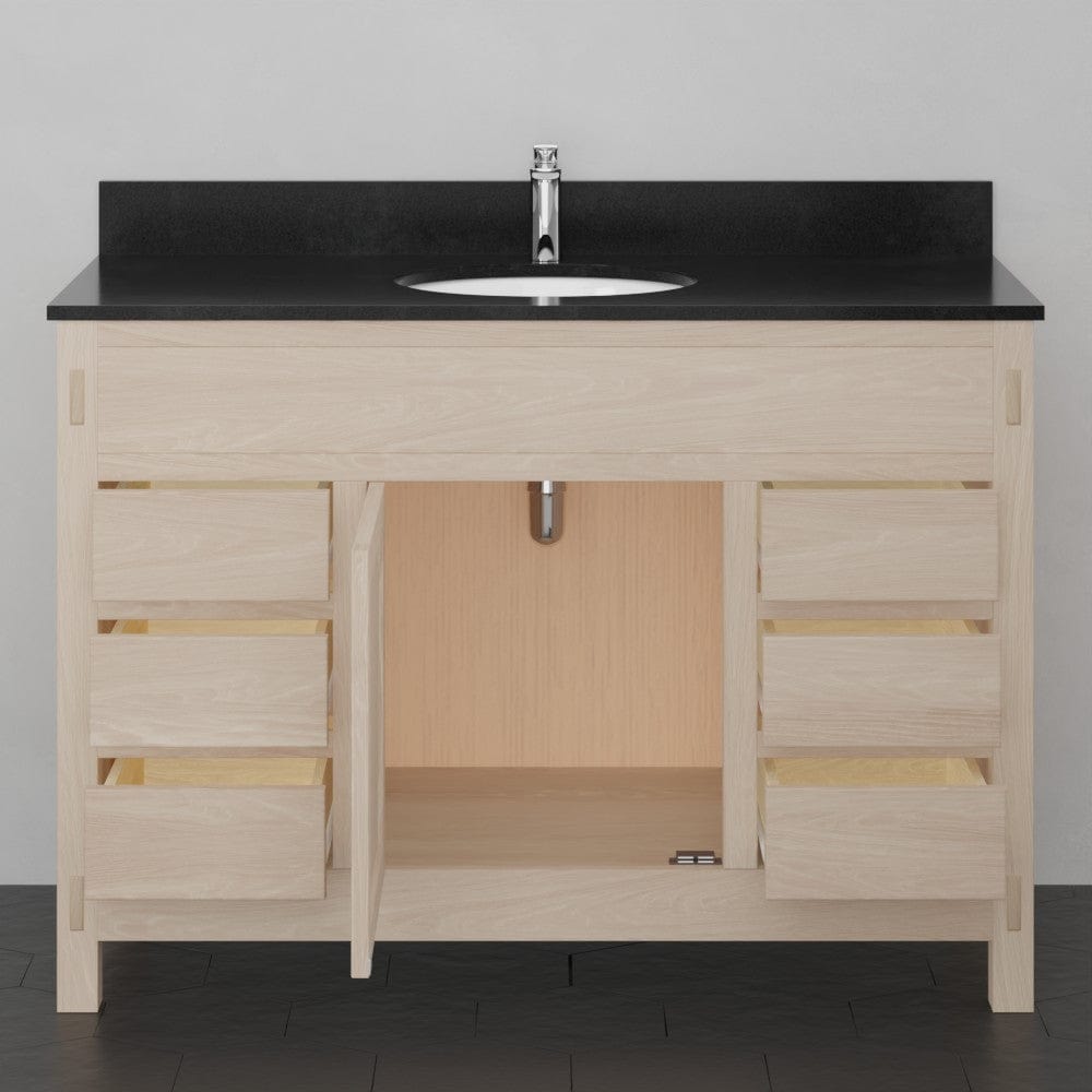 48" Mission 6 Drawer Unfinished Red Oak Vanity for Undermount Sink - Single Door - 34" Height