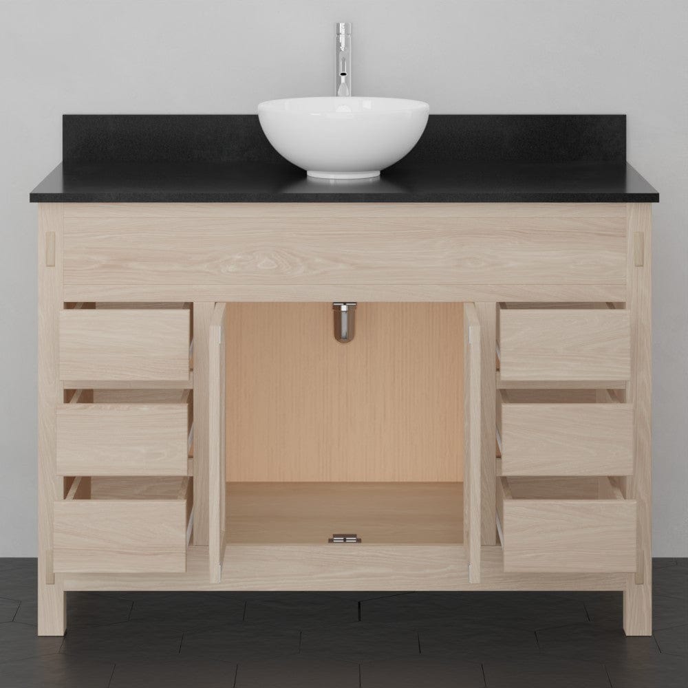 48" Mission 6 Drawer Unfinished Red Oak Vanity for Vessel Sink - Double Door - 34" Height