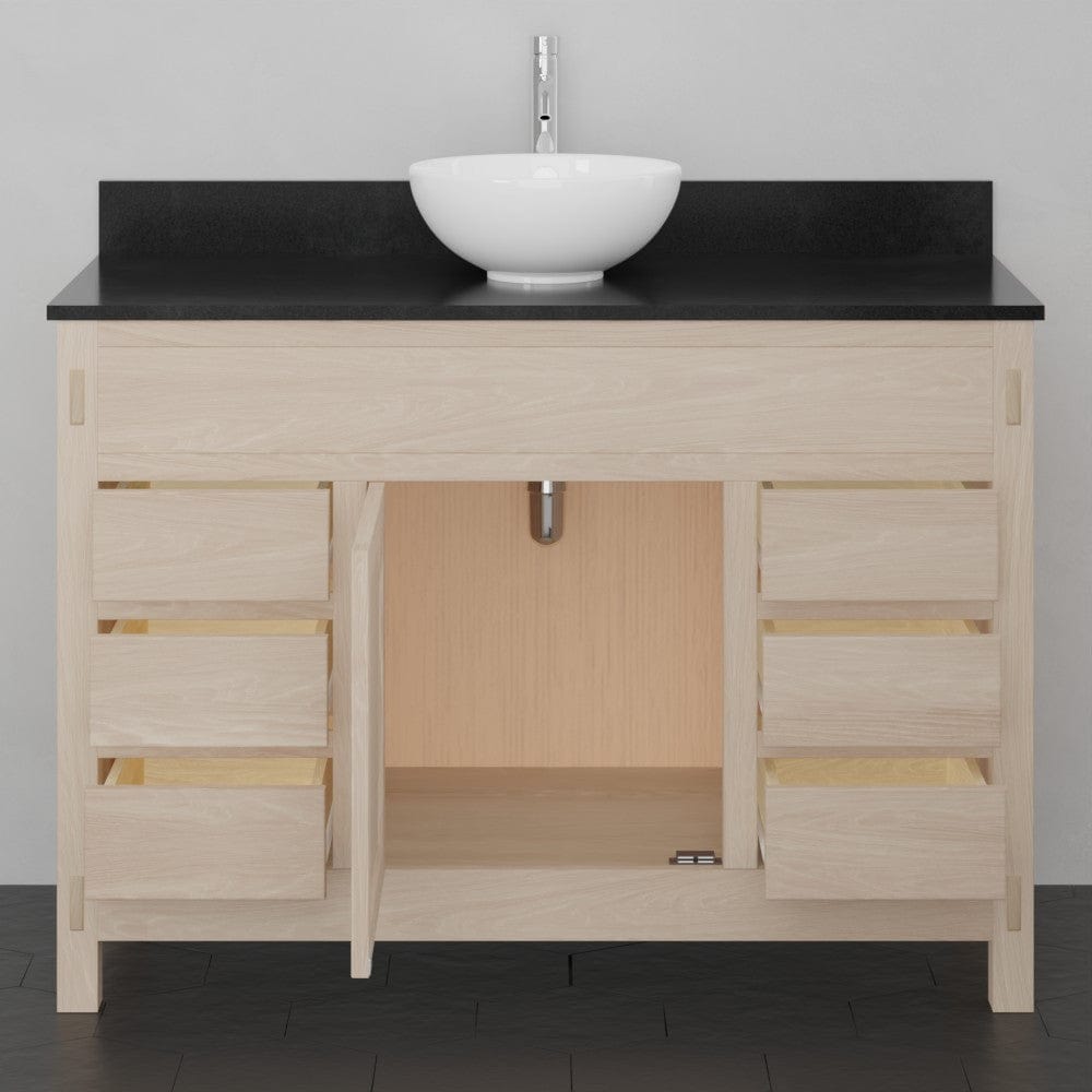 48" Mission 6 Drawer Unfinished Red Oak Vanity for Vessel Sink - Single Door - 34" Height