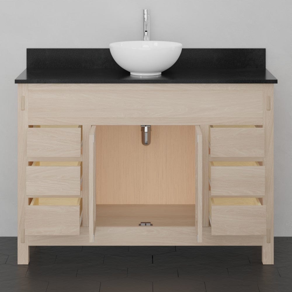 48" Narrow Mission 6 Drawer Unfinished Red Oak Vanity for Vessel Sink - 34" Height