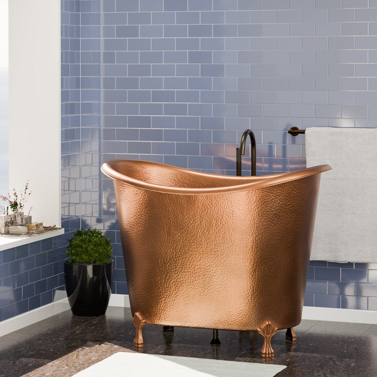 48" Samteka Copper Double-Slipper Clawfoot Soaking Tub