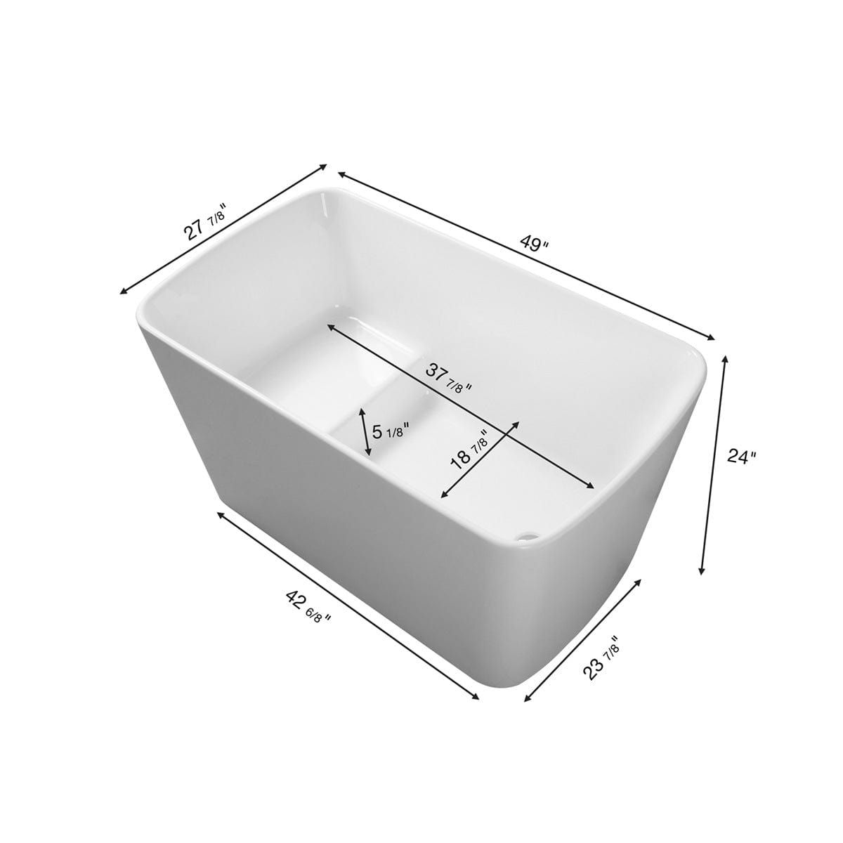 49" Borica Acrylic Japanese Soaking Tub