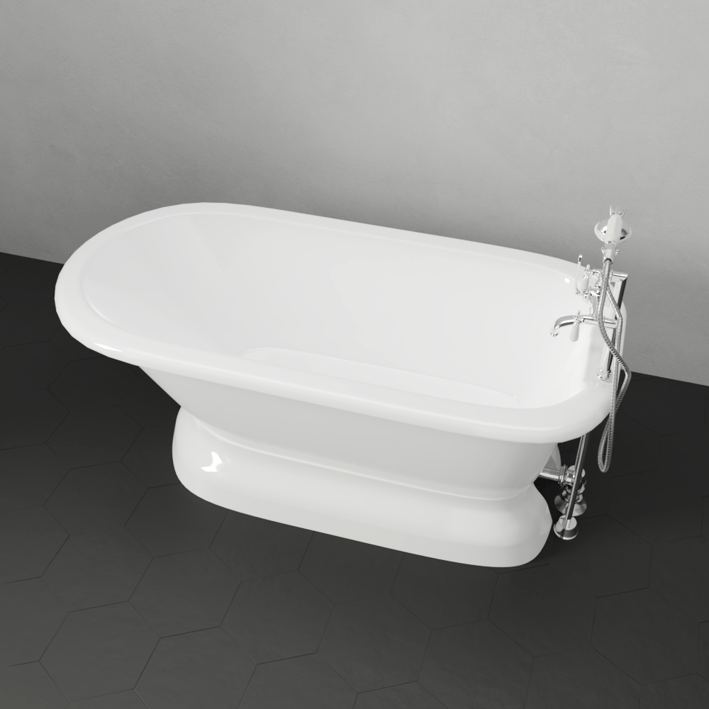54" Conary Cast Iron Roll-Top Tub with Pedestal and Tap Deck