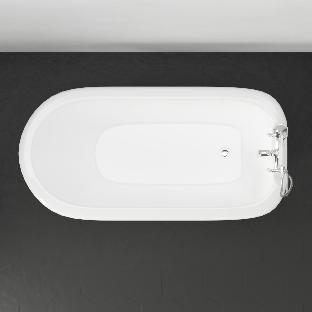 54" Conary Cast Iron Roll-Top Tub with Pedestal and Tap Deck