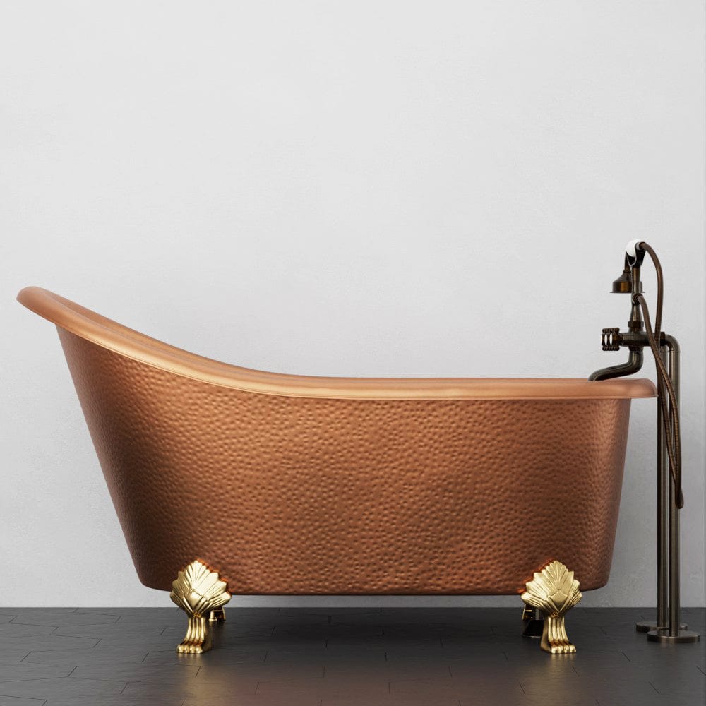 54" Dextara Hammered Copper Slipper Clawfoot Tub