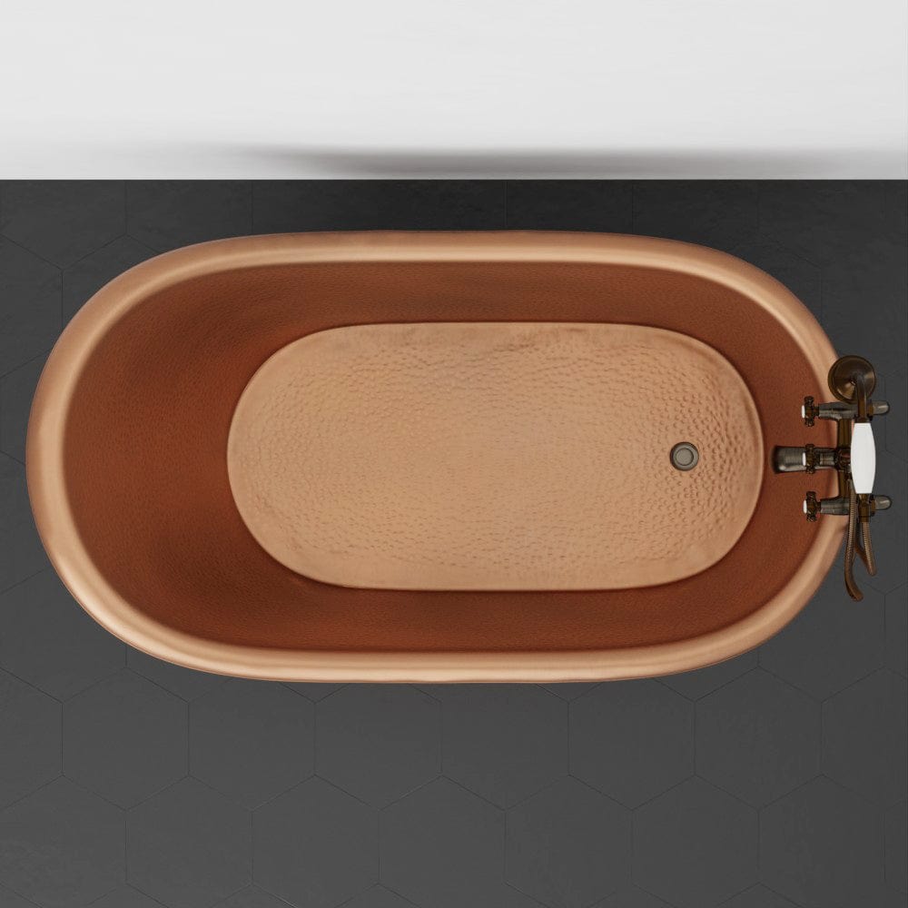 54" Dextara Hammered Copper Slipper Clawfoot Tub