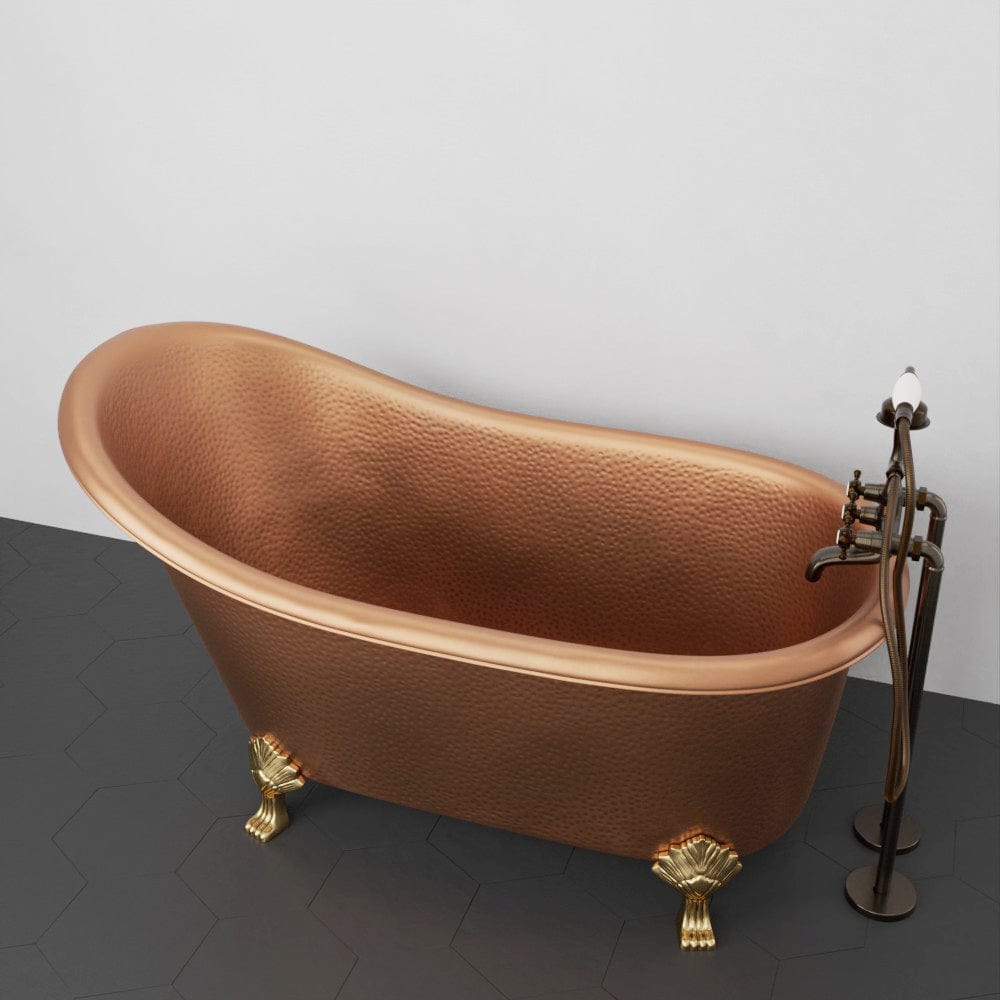 54" Dextara Hammered Copper Slipper Clawfoot Tub
