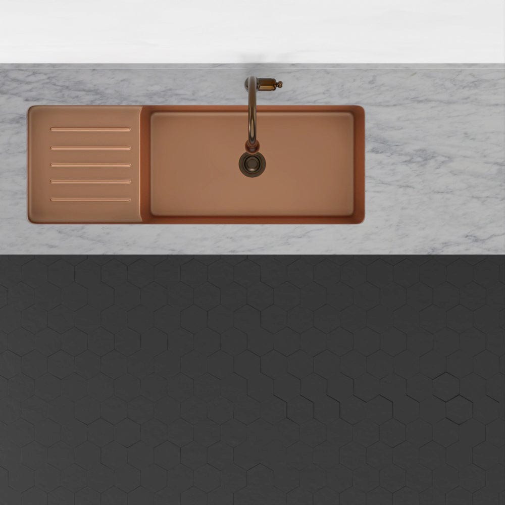 55" Garrison Copper Undermount Sink with Drainboard