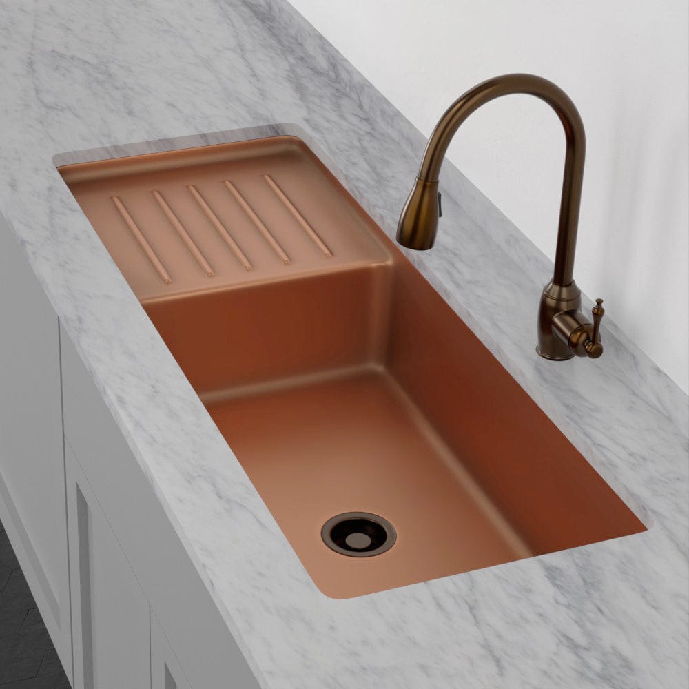55" Garrison Copper Undermount Sink with Drainboard