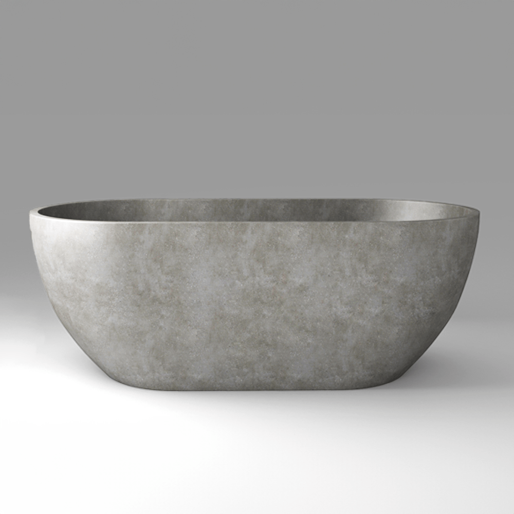 59" Bronte Natural Concrete Oval Freestanding Tub - Smooth