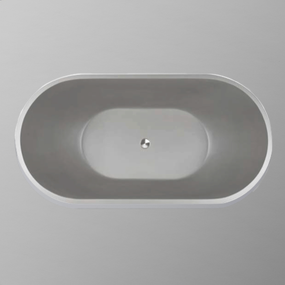 59" Bronte Natural Concrete Oval Freestanding Tub - Smooth