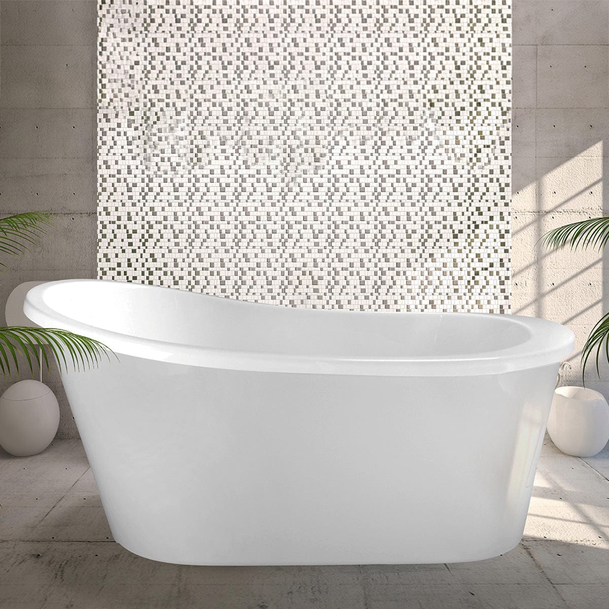 59" Cascade Acrylic Slipper Freestanding Massage Tub