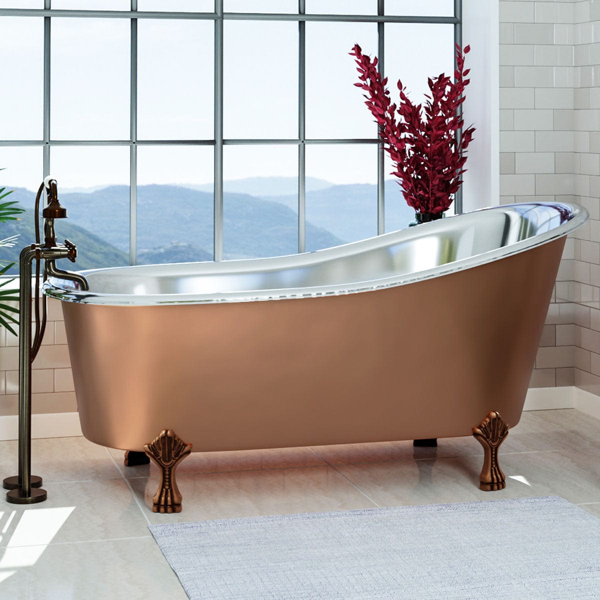 59" Dester Copper Slipper Clawfoot Tub