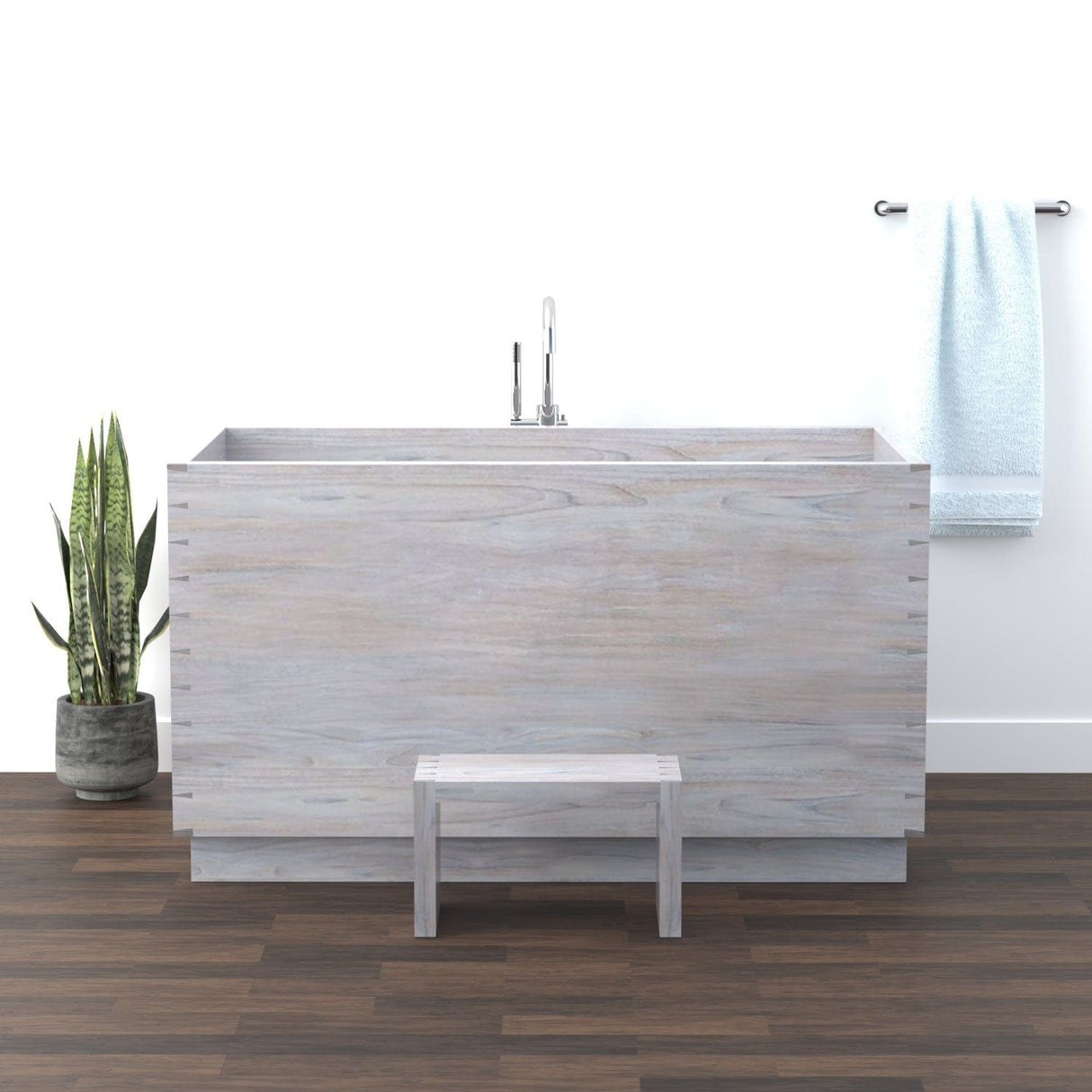 59" Dunken Handcrafted Natural Wood Japanese Soaking Tub