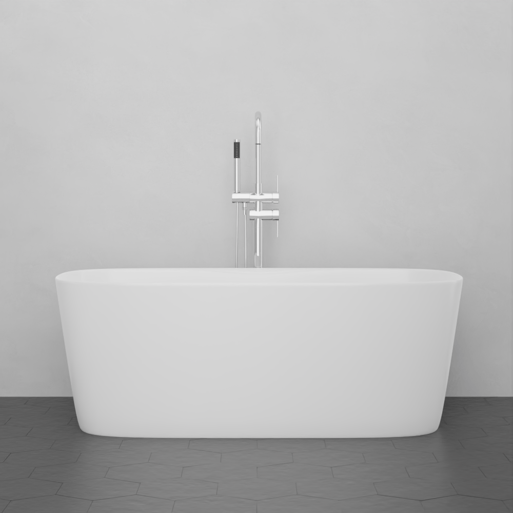 59" Narmey Solid Surface Stone Resin Freestanding Bathtub