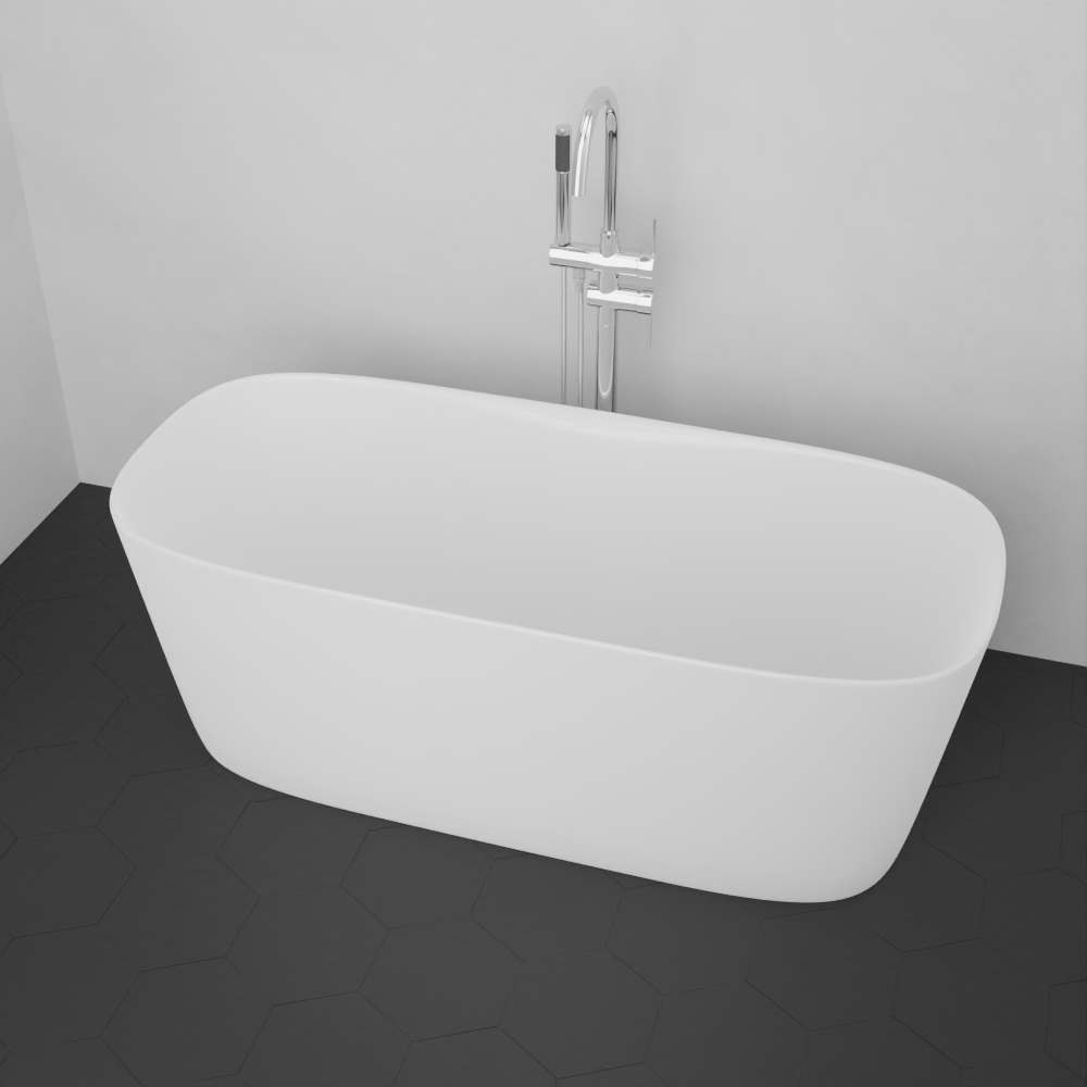 59" Narmey Solid Surface Stone Resin Freestanding Bathtub
