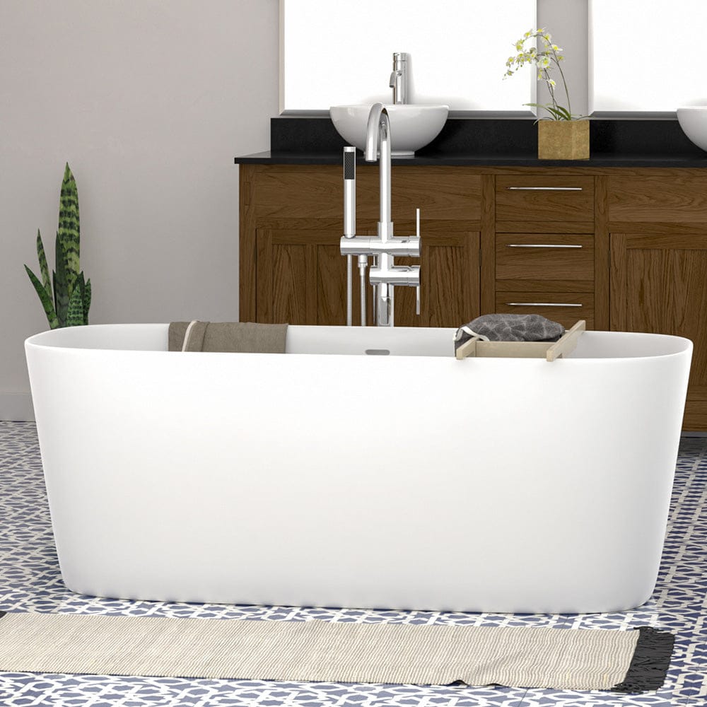 59" Narmey Solid Surface Stone Resin Freestanding Bathtub