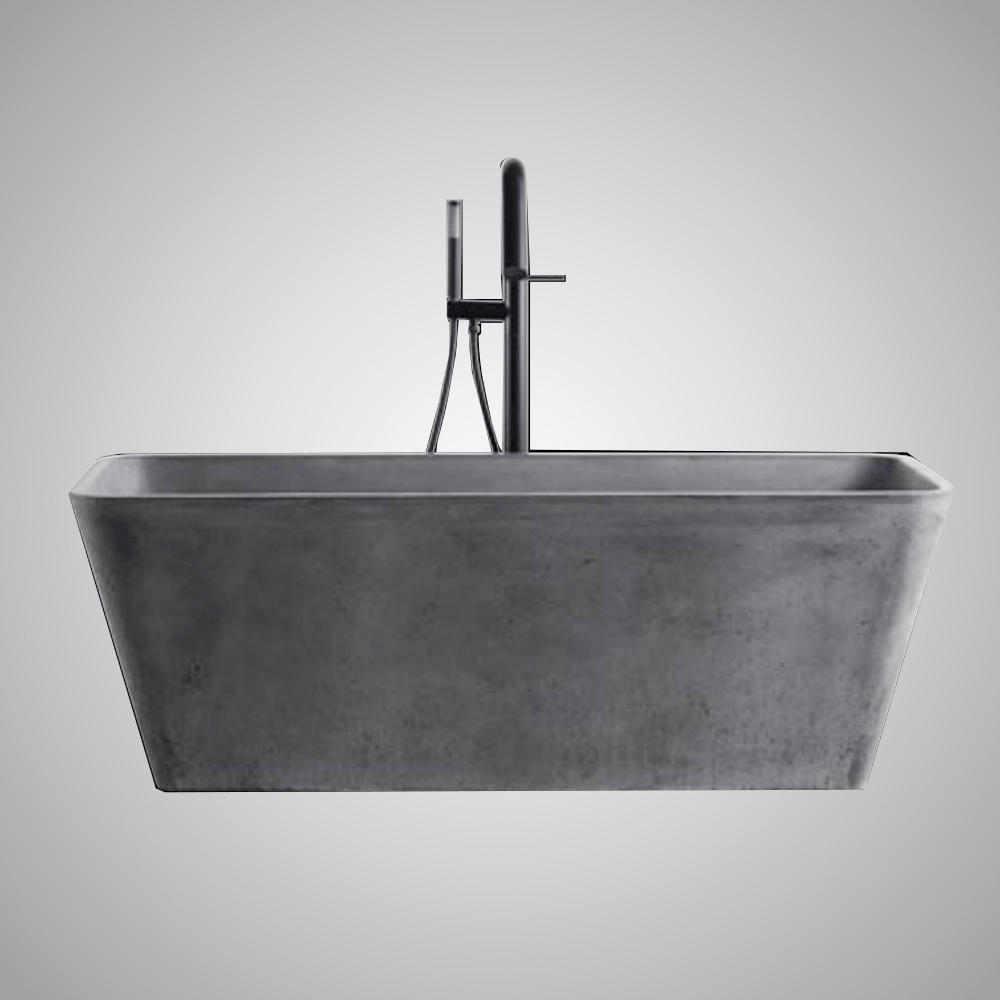 59" Russell Natural Concrete Rectangular Freestanding Tub - Smooth