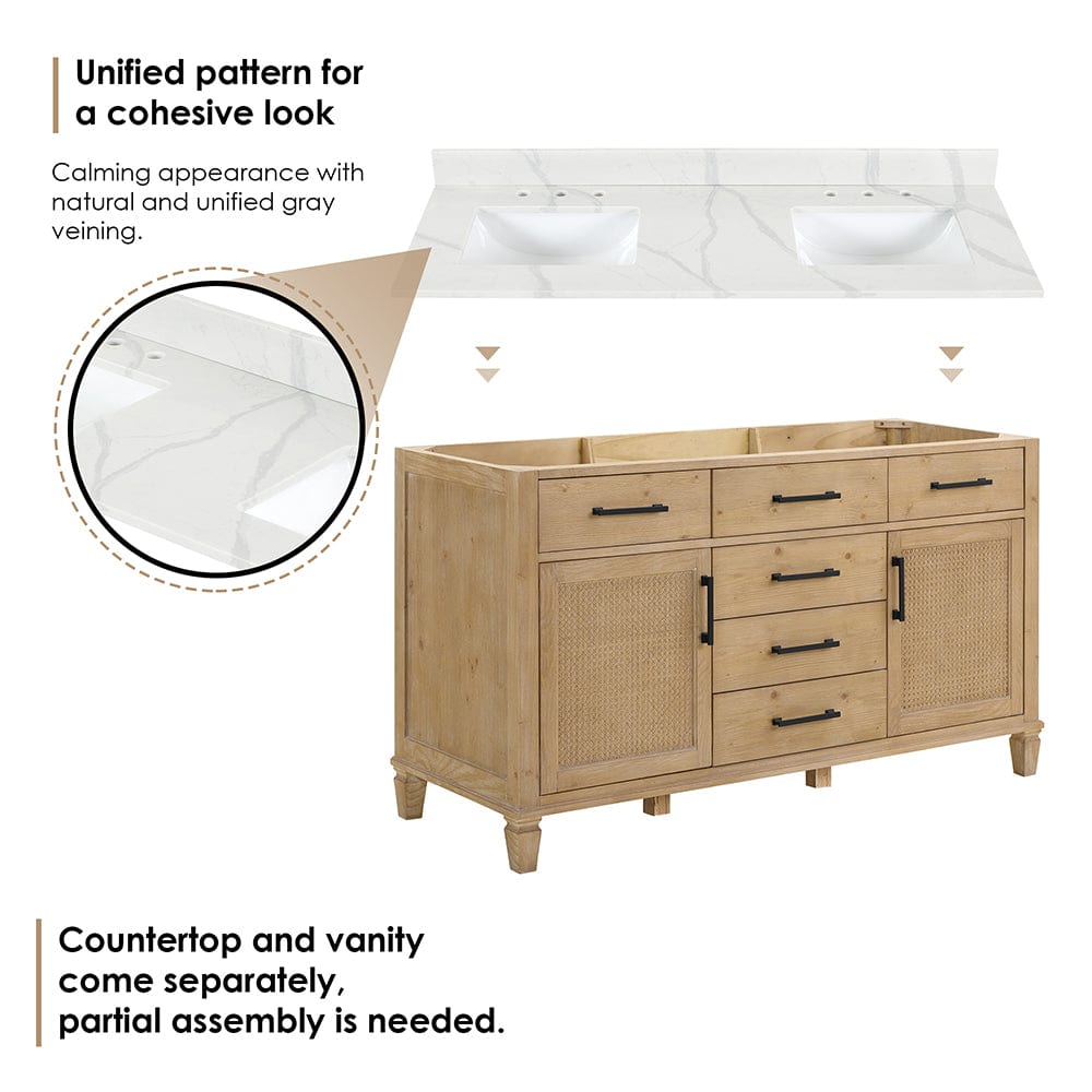 60" Catalpa Single Bathroom Vanity - Weathered Fir