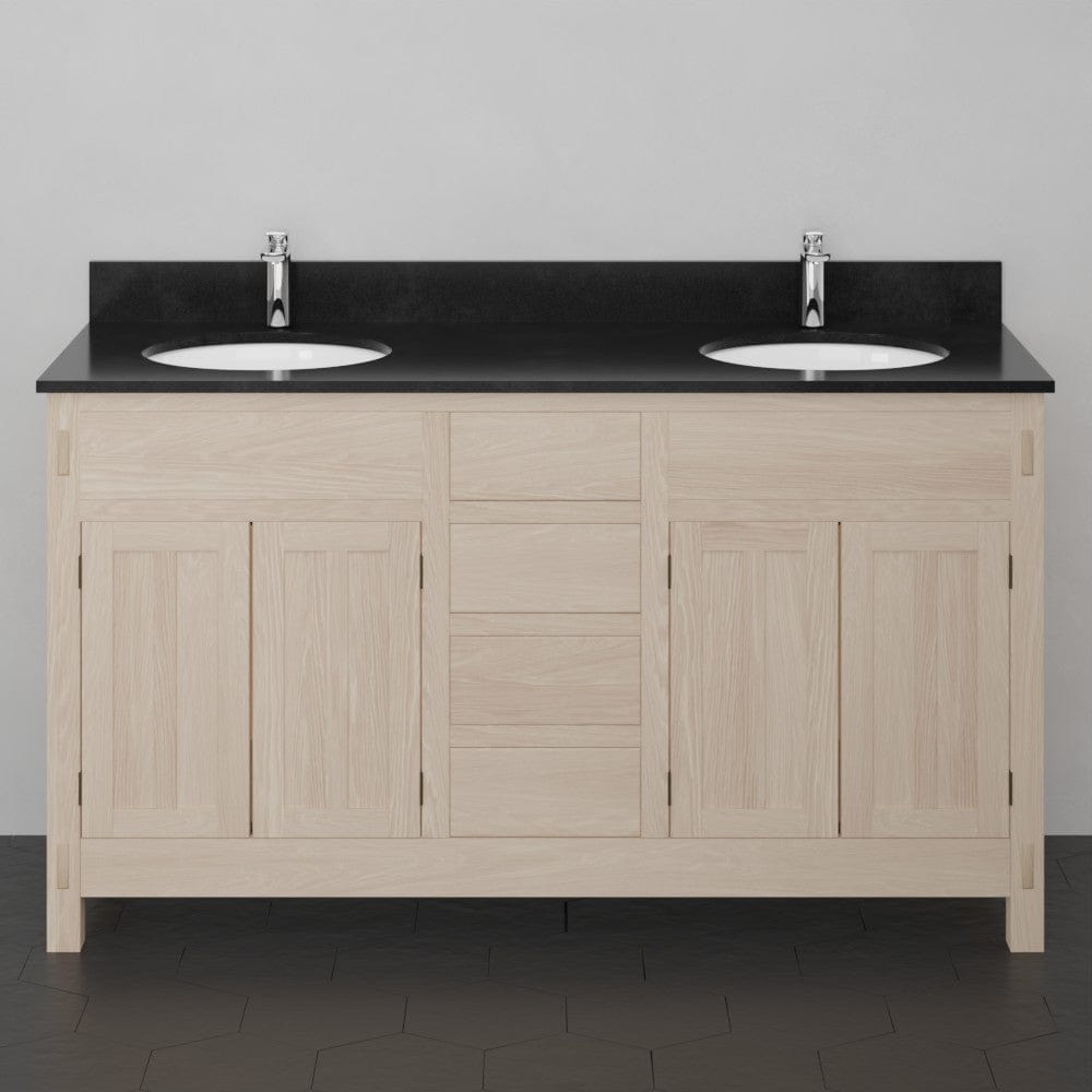 60" Mission Unfinished Red Oak Double Vanity for Undermount Sinks - 34" Height