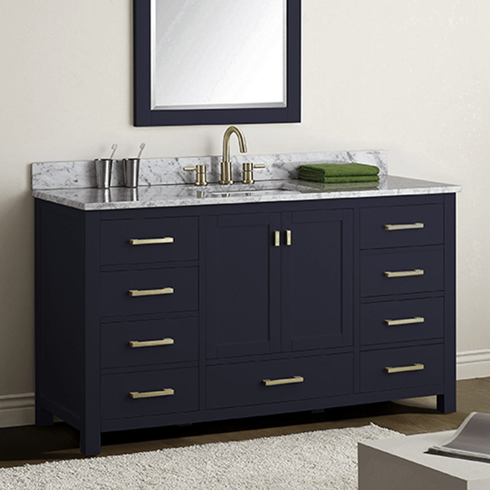 60" Romani Vanity Cabinet for Single Rectangular Undermount Sink - Navy Blue