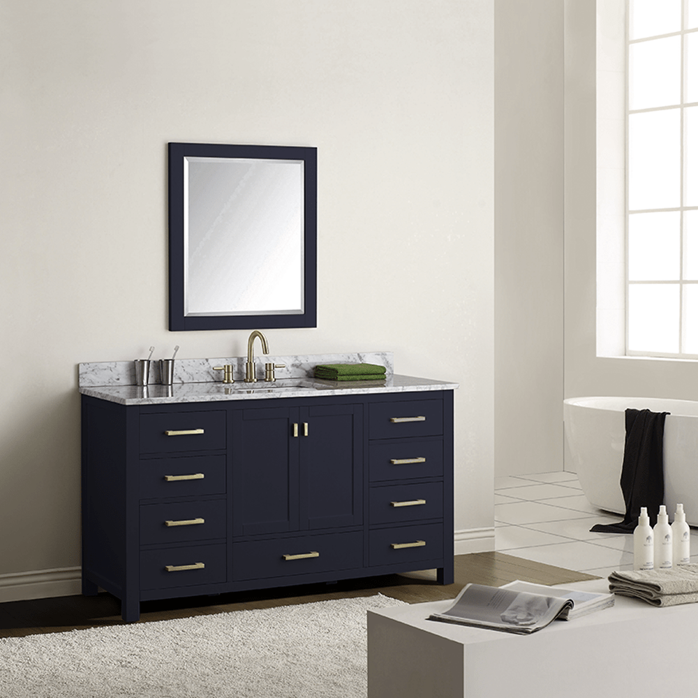 60" Romani Vanity Cabinet for Single Rectangular Undermount Sink - Navy Blue