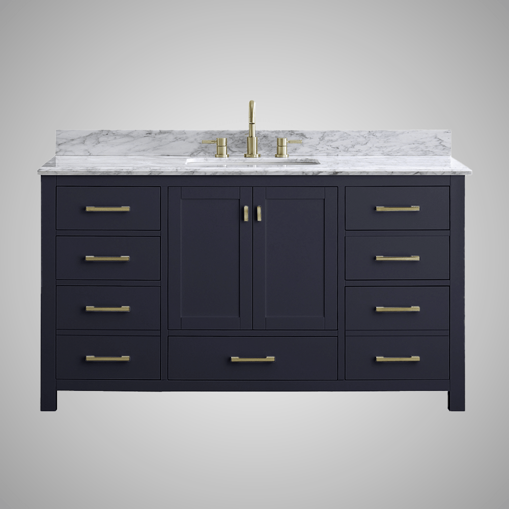 60" Romani Vanity Cabinet for Single Rectangular Undermount Sink - Navy Blue