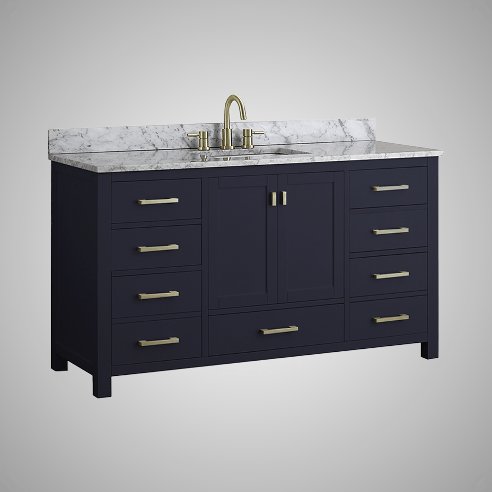 60" Romani Vanity Cabinet for Single Rectangular Undermount Sink - Navy Blue