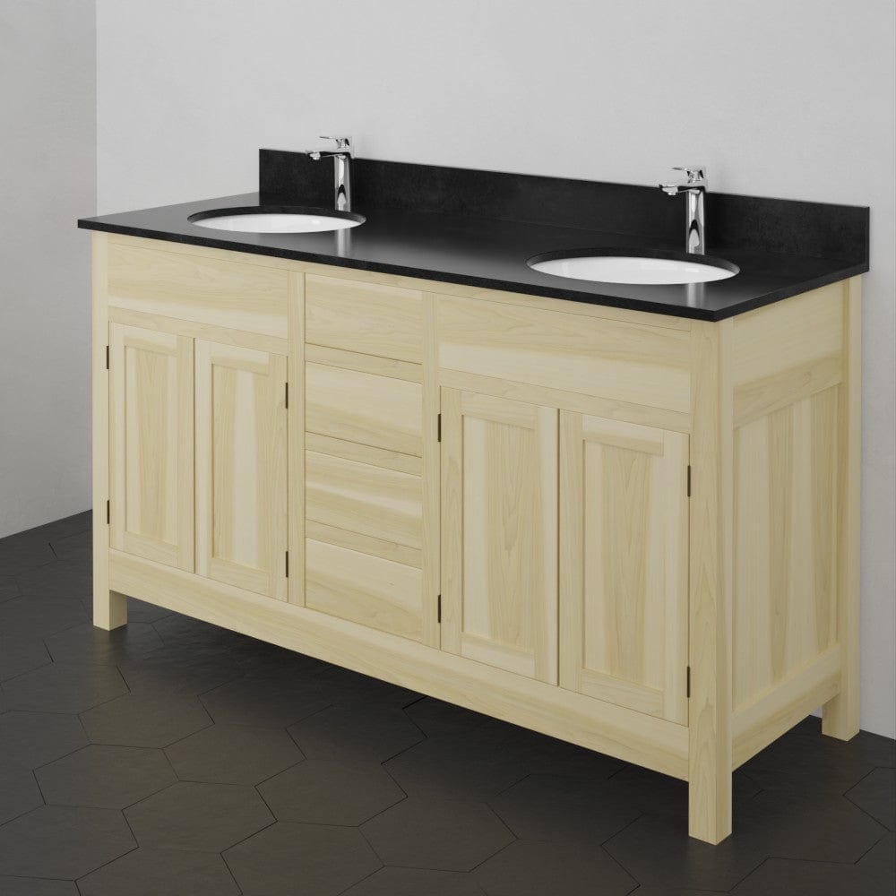 60" Unpainted Shaker Style Poplar Wood Double Vanity for Undermount Sink - 34" Height