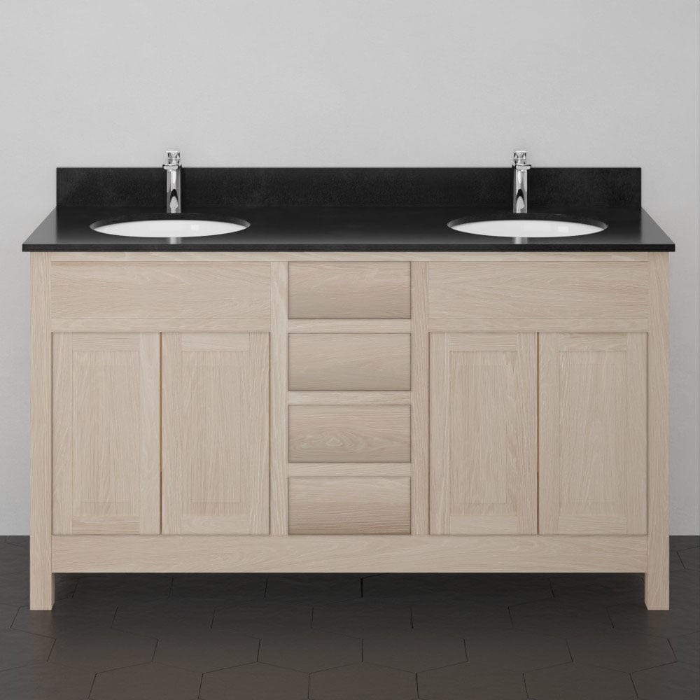 60" Vippis Unfinished Red Oak Raised Panel Double Vanity for Undermount Sinks - 34" Height