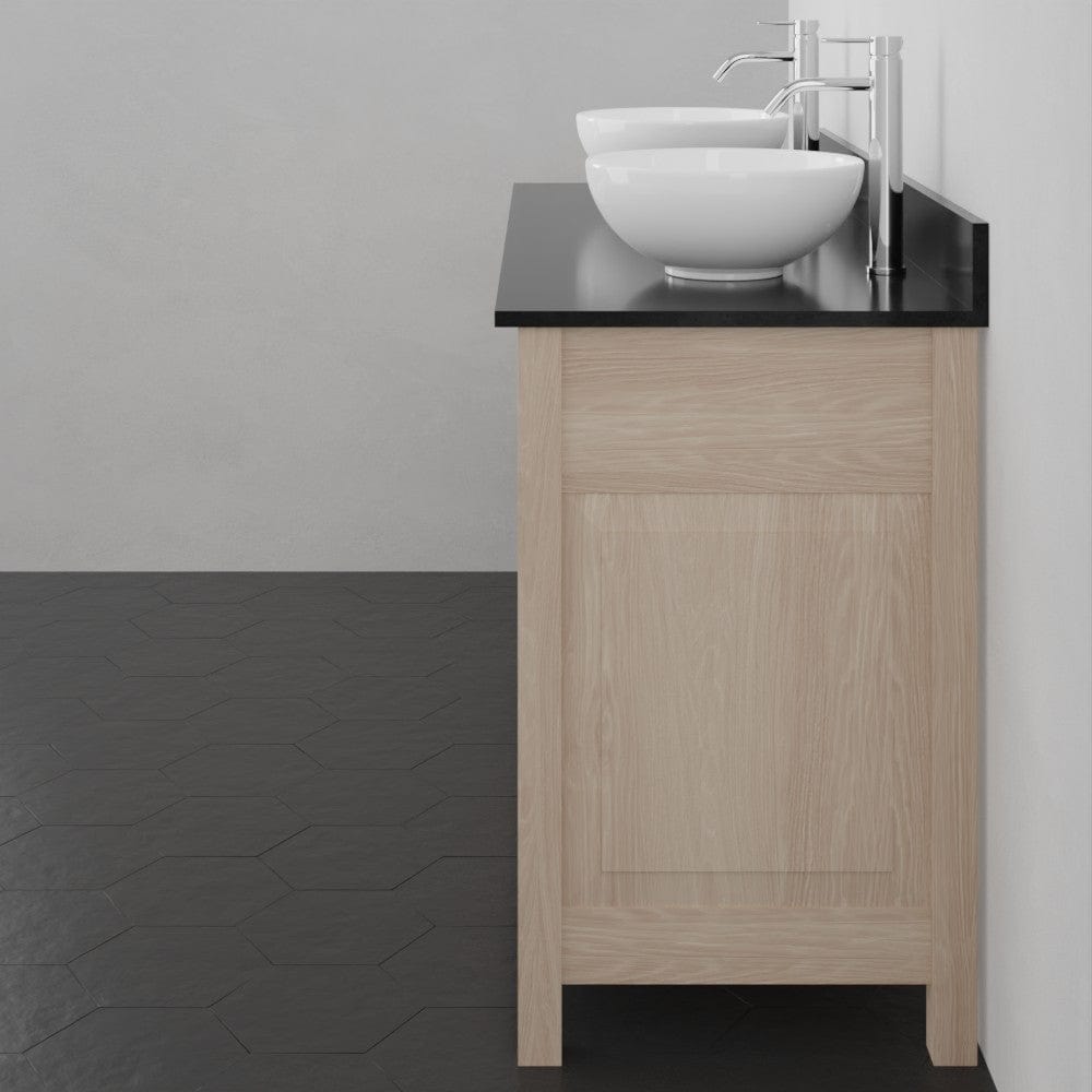 60" Vippis Unfinished Red Oak Raised Panel Double Vanity for Vessel Sinks - 34" Height