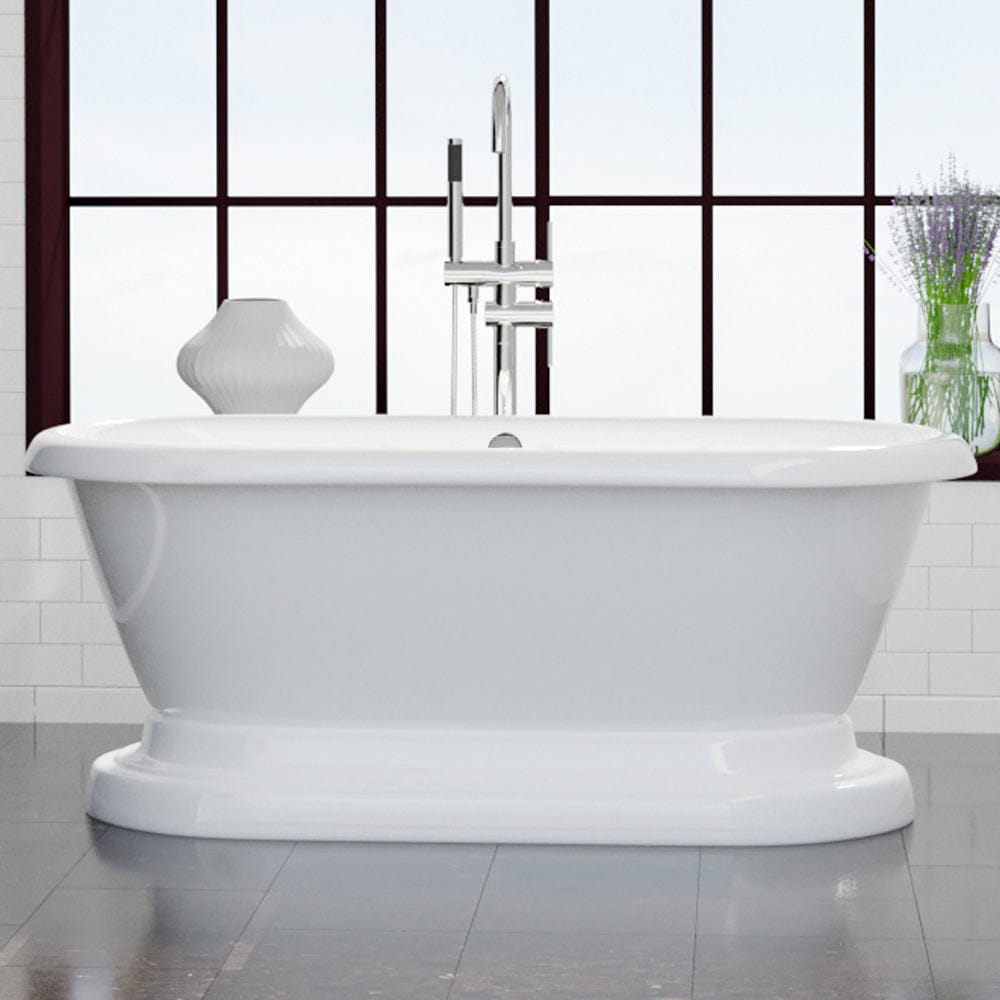 61" Aldine Cast Iron Double-Ended Roll-Top Tub with Pedestal