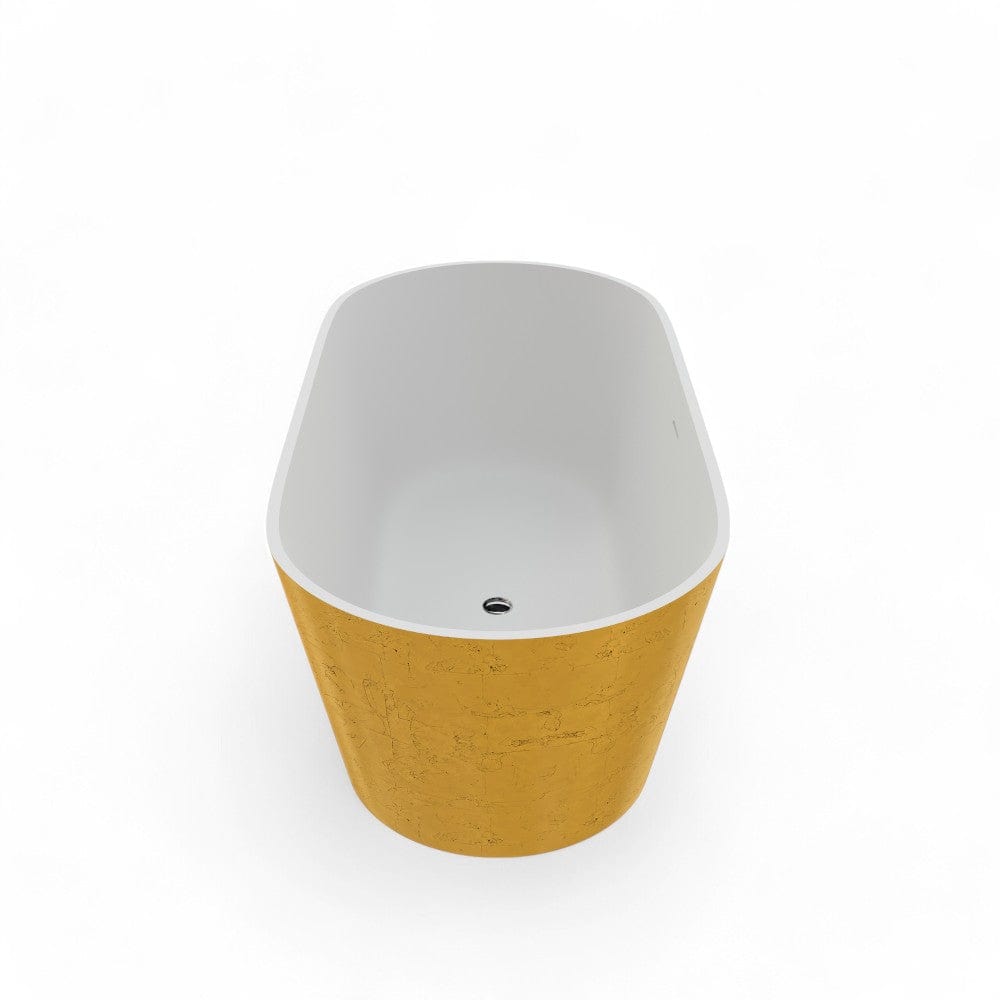 63" Lyttle Solid Surface Stone Resin Freestanding Bathtub - Gold Leaf